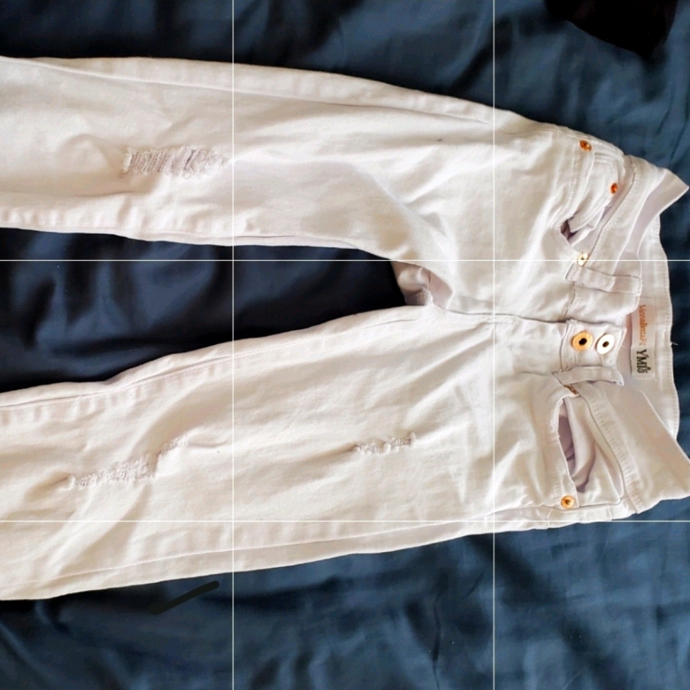 Girls cute simple white jeans